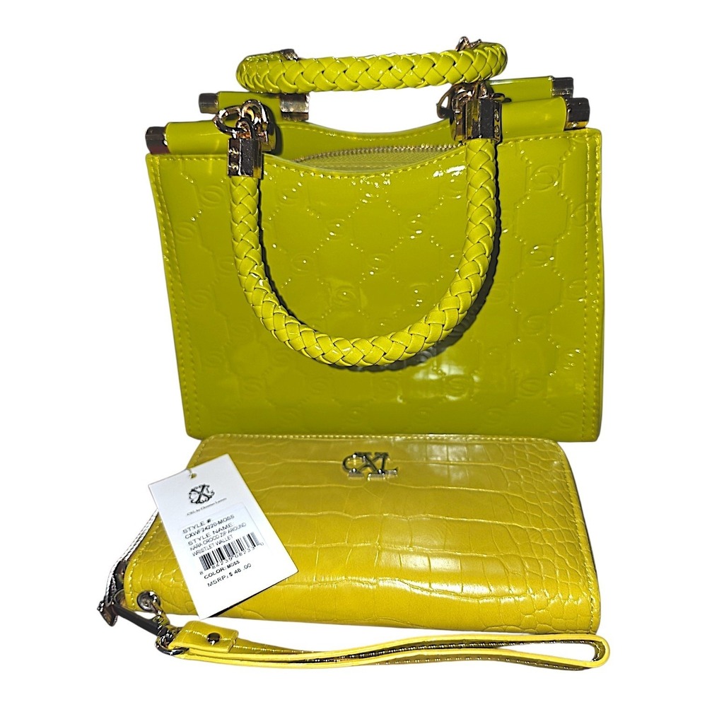 CXL by Christian Lacroix Lime Green Wallet & Bebe Patent Handbag NEW